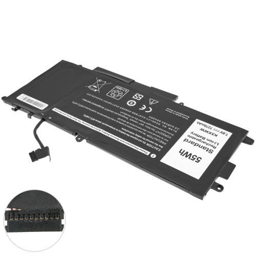 Батарея для ноутбука DELL K5XWW (Latitude 5285, 5289, L3180, 7390 2-in-1) 7.6V 7270mAh 55Wh Black