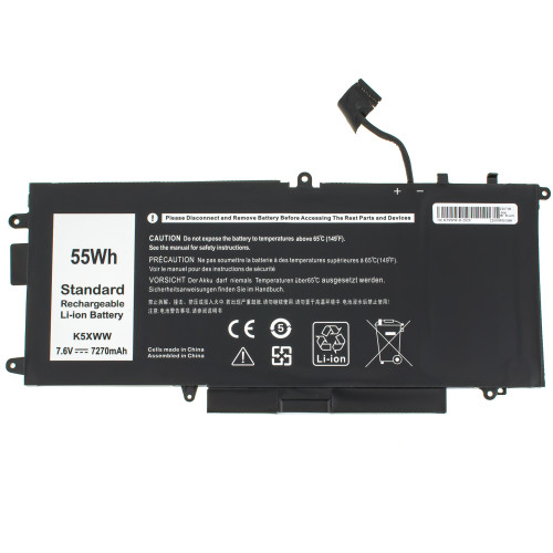 Батарея для ноутбука DELL K5XWW (Latitude 5285, 5289, L3180, 7390 2-in-1) 7.6V 7270mAh 55Wh Black