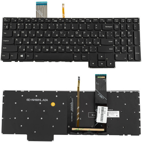 Клавіатура для ноутбука LENOVO (Legion: 5-15 series), rus, black, без фрейма, підсвічування клавіш