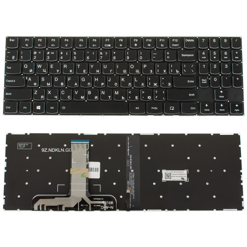 Клавиатура для ноутбука LENOVO (Legion: Y530-15) rus, black, без фрейма, подсветка клавиш (ОРИГИНАЛ) (white bezzel)