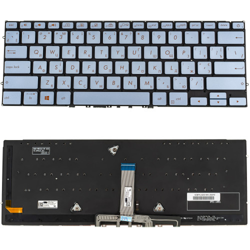 Клавиатура для ноутбука ASUS (UX392 series) silver, ukr, без фрейма, подсветка клавиш