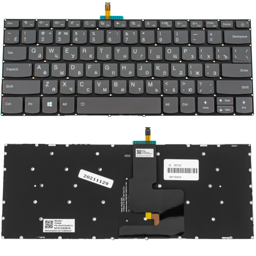 Клавиатура для ноутбука LENOVO (IdeaPad 320-14 series) rus, onyx black, без фрейма, подсветка клавиш (ОРИГИНАЛ)
