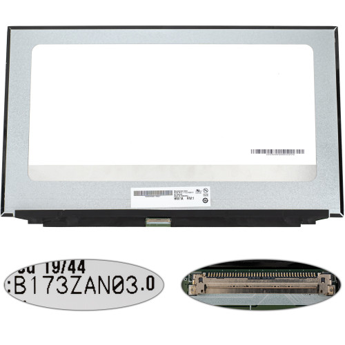 Матриця 17.3 B173ZAN03.0 H/W: 1A (3840*2160, 40pin(eDP, IPS, 400cd/m2, кольоропередача 100%), LED, SLIM(без планок та вушок), матова, роз'єм у центрі знизу) для ноутбука