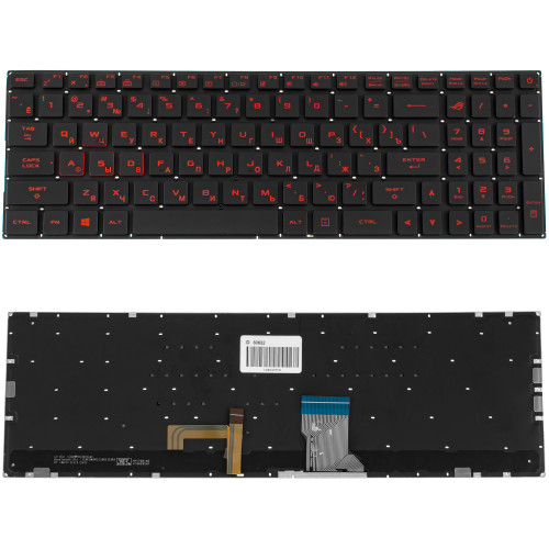 Клавіатура для ноутбука ASUS (GL702VI) rus, black, без фрейма, підсвічування клавіш(RGB)