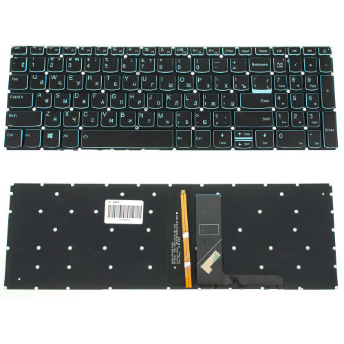 Клавиатура для ноутбука LENOVO (IdeaPad: L340-15 series) rus, onyx black, без фрейма, подсветка клавиш (LIGHT BLUE) (ОРИГИНАЛ)
