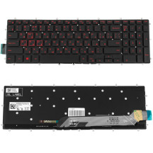 Клавиатура для ноутбука DELL (Inspiron: 7566, 7567) rus, black, без фрейма, подсветка клавиш RED (ОРИГИНАЛ)