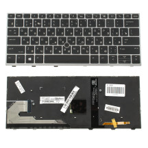 Клавиатура для ноутбука HP (EliteBook: 730 G5, 830 G5) rus, black, подсветка клавиш, с джойстиком