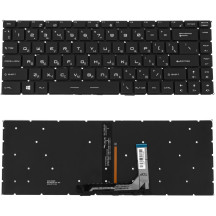 Клавиатура для ноутбука MSI (GS65) rus, black, без фрейма, подсветка клавиш (ОРИГИНАЛ)