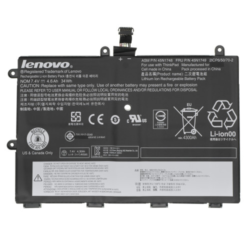 Оригинальная батарея для ноутбука LENOVO 45N1750 (ThinkPad 11e) 7.4V 4600mAh 34Wh Black