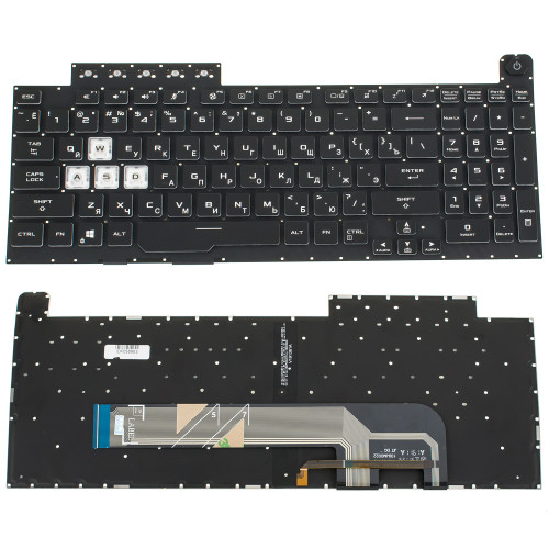 Клавиатура для ноутбука ASUS (FA506, FX506 series) rus, black, без фрейма, подсветка клавиш (RGB)
