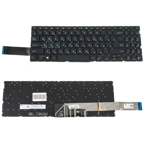 Клавіатура для ноутбука ASUS (X571 series) rus, black, без кадру, підсвічування клавіш