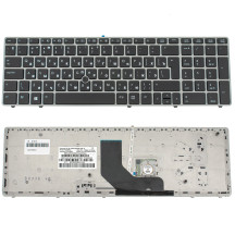 Клавіатура для ноутбука HP (ProBook: 6570b) rus, black, silver frame, с джойстиком