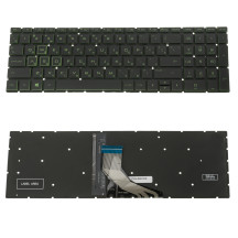 Клавиатура для ноутбука HP (15-cx, 15-ec) rus, black, без фрейма, подсветка клавиш GREEN (ОРИГИНАЛ)