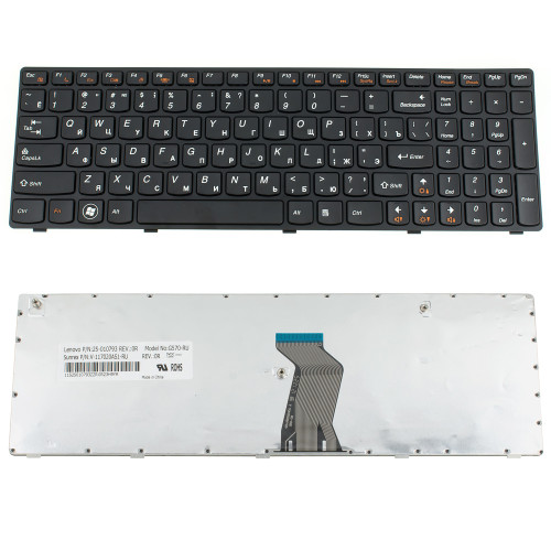 Клавиатура для ноутбука LENOVO (G570, G575, G770, G780, Z560, Z565) rus, black, black frame (ОРИГИНАЛ)