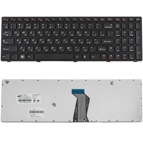 Клавиатура для ноутбука LENOVO (B570, B575, B580, B590, V570, V575, V580, Z570, Z575) rus, black, black frame (ОРИГИНАЛ)