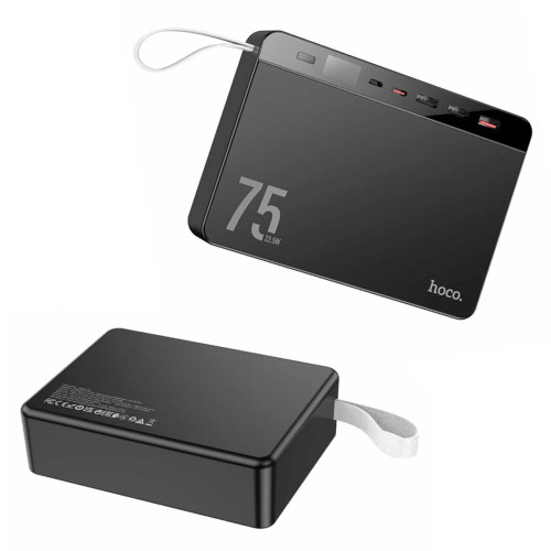 Универсальная мобильная батарея HOCO J94 Overlord, 22.5W, 75000mAh, Black (6931474779175)