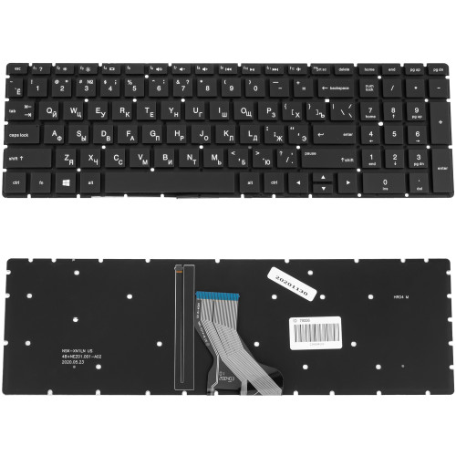 Клавиатура для ноутбука HP (250 G7, 255 G7 series) rus, black, без фрейма, подсветка клавиш