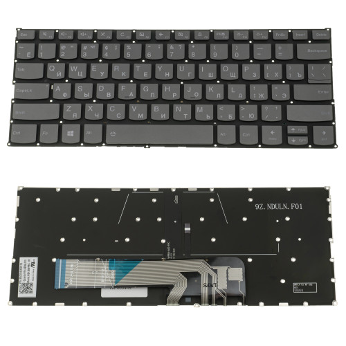 Клавіатура для ноутбука LENOVO (Yoga 530-14ARR, 530-14IK ) rus, dark gray, без фрейма, підсвічування клавіш