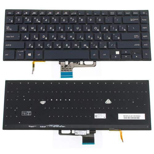 Клавіатура для ноутбука ASUS (UX580 series) rus, black, без фрейма, підсвічування клавіш