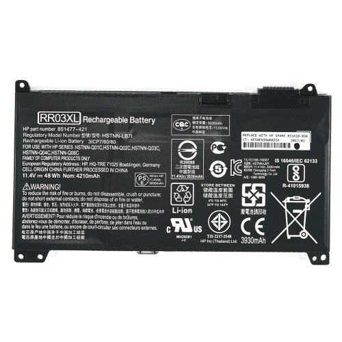 Батарея для ноутбука HP RR03XL (ProBook 430 G4, 440 G4, 450 G4, 470 G4 series) 11.4V 4210mAh 48Wh black