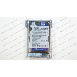 Жесткий диск WD 750Gb, 5400rpm, для ноутбука, 8Mb caсhe, SATA-III, Scorpio Blue, 2.5, высота - 9.5mm (WD7500BPVX)
