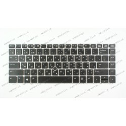 Клавіатура для ноутбука HP (EliteBook Folio: 9470M, 9480M series) rus, black, підсвічування клавіш