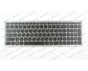 Клавиатура для ноутбука LENOVO (Flex 15, Flex 15D, G500s, G505s, S510p) rus, black, silver frame, подсветка клавиш