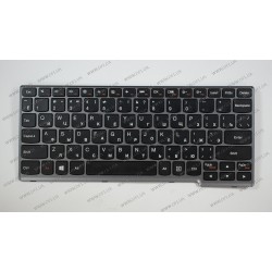 Клавіатура для ноутбука LENOVO (Yoga-1 11, 11S, IdeaPad S210, S215) rus, black, silver frame
