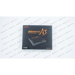 Жесткий диск 2.5 SSD  60Gb GeIL Zenith A3 Series, GZ25A3-60G (SandForce 2281), MLC, SATA-III 6Gb/s, зап/чт. - 65/410Мб/с, высота - 7мм