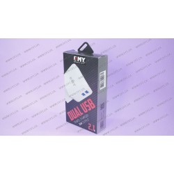 Зарядний пристрій EMY MY-256 , 2USB 2.1A , білий + microUSB кабель