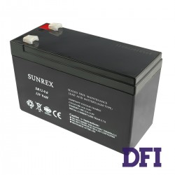 Акумуляторна батарея SUNREX SR12-9, Ємність: 9Ah, 12V, 2.44kg, AGM battery, розміри: 151х65х94мм (ДБЖ UPS)