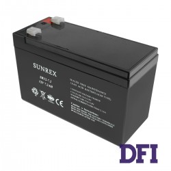 Акумуляторна батарея SUNREX SR12-7.2, Ємність: 7.2Ah, 12V, 2.13kg, AGM battery, розміри: 151х65х94мм (ДБЖ UPS)