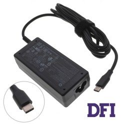 Оригинальный блок питания для ноутбука HP USB-C 45W (15V/3A, 12V/3A, 5V/2A), USB3.1/Type-C/USB-C, прямой разъём, black (без сетевого кабеля!)