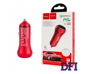 Автомобильное зарядное устройство Hoco Z38 PD20W+QC3.0, 1USB, 3.0A, Красный