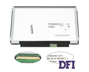 Матрица 11.6 B116XW03 V.1 (1366*768, 40pin, LED, SLIM (горизонтальные ушки), матовая, разъем справа внизу) для ноутбука (renew)
