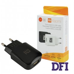 Зарядное устройство MI USB 2.0A , черный + microUSB кабель