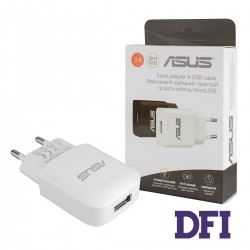 Зарядное устройство Asus USB 2.0A , белый + microUSB кабель