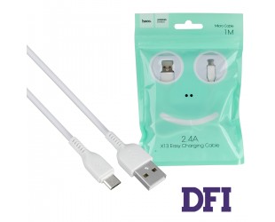 Кабель HOCO X13 для MicroUSB, белый, 2.4A