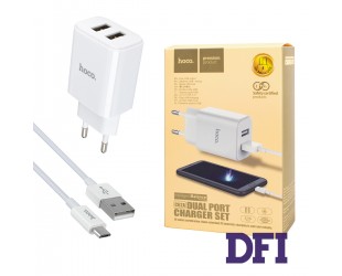 Зарядное устройство HOCO C62A, 2USB, 2,1А , белый (6957531094944)