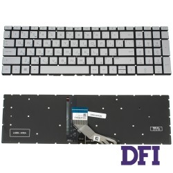 Клавиатура для ноутбука HP (250 G7, 255 G7 series) rus, silver, без фрейма, подсветка клавиш (ОРИГИНАЛ)