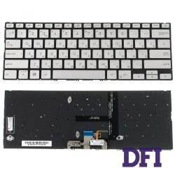Клавіатура для ноутбука ASUS (UX433 series) rus, silver, без фрейма, підсвічування клавіш
