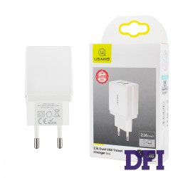 Сетевое зарядное устройство Usams US-CC090 T24 2.1A Dual USB Travel Charger (EU) White