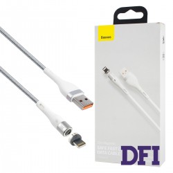 Кабель Baseus Zinc Magnetic Safe Fast Charging USB to USB to IP 2.4A 1m White (магнітний)
