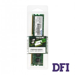 Модуль пам'яті DDR3 4GB 1600MHz PC3-12800 Patriot Signature Line, 1.5V, CL11 (PSD34G160081)