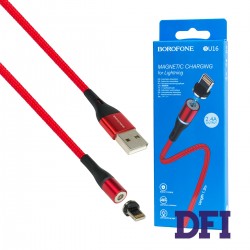 Кабель BOROFONE BU16 Skill magnetic Lightning, 1.2m, nylon braid, aluminum alloy connectors Red