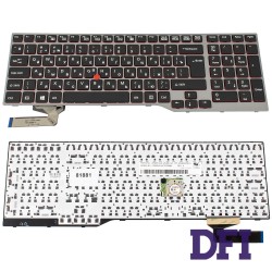 Клавиатура для ноутбука MSI (E554, E556, E753, E754) rus, black, silver frame, подсветка клавиш