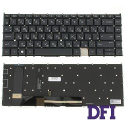 Клавіатура для ноутбука HP (EliteBook X360: 1040 G8) rus, black, без фрейма, підсвічування клавіш