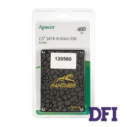 Жорсткий диск 2.5 SSD  480Gb Apacer AS340 Panther Series, AP480GAS340G-1, TLC, SATA-III 6Gb/s, зап/чит. - 520/550мб/с
