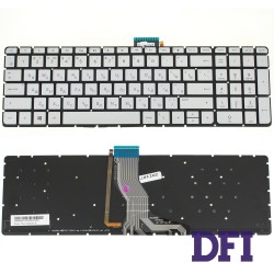 Клавиатура для ноутбука HP (Pavilion: 15-AK series) rus, silver, без фрейма, подсветка клавиш