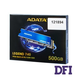 Жесткий диск M.2 2280 SSD  500Gb ADATA LEGEND 740, ALEG-740-500GCS, 3D NAND TLC, PCIe NVMe 3.0 x4, зап/чт. - 1700/2500Мб/с